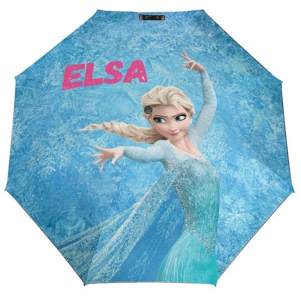 Elsa Frozen Princess Umbrella Disney Cartoon 3 Fold Auto Suitable Both Sunny Rainy Days Decoration Gifts Decor Rain Gear Sun Umbrella