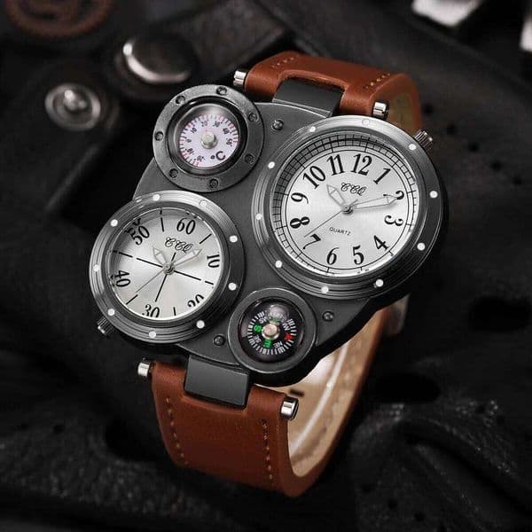 Luxury Large Dial Quartz Watches Casual Leather Band Wristwatches Sport Watch for Men Clock Relogio Masculino