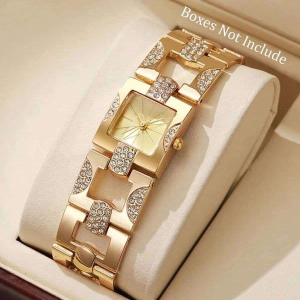 Fashion Women Watch Ladies Luxury Diamond Square Dial Quartz Watches Reloj Mujer Girls Clock GiftWithout Box