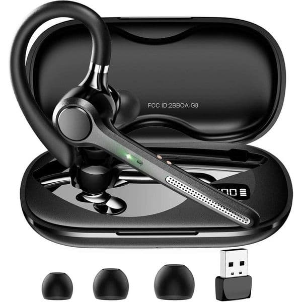 V5.4, Bluetooth 500mAh Charging Case, 50 Hours Talk Time Wireless with Microphone, Suitable Computers Mobile Phones, Hands-Free Noise-Cancelling Headset