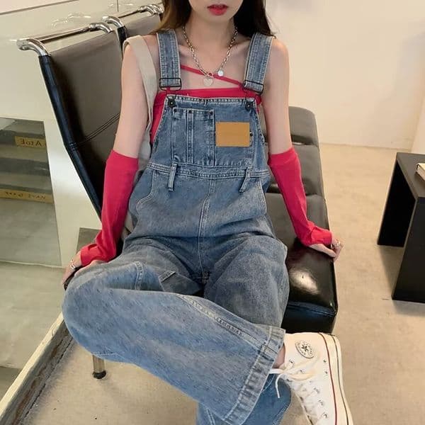 Korean Essential Shorts Version Age-reducing Designer Pants Denim Overalls For Women Summer Essentials New Loose Slimming Wide-leg Pants Draped Floor-length
