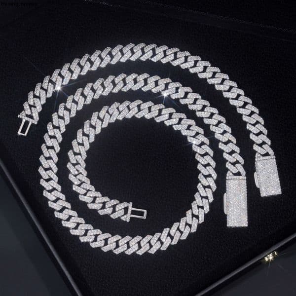 Pass Diamond Tester 10MM Vvs Moissanite Cuban Link Necklace Men Fast Delivery Hip Hop Style Iced Out Diamond Cuban Chain