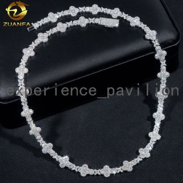 New Arrivals 925 Sterling Silver Tennis Necklace Moissanite Diamond 10mm Cross Star Cuban Link Chain