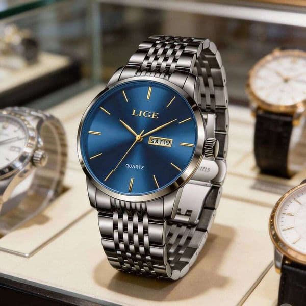 LIGE Top Brand Luxury Man Wristwatch Waterproof Luminous Date Men Watches Stainless Steel Quartz Men's Watch Male reloj