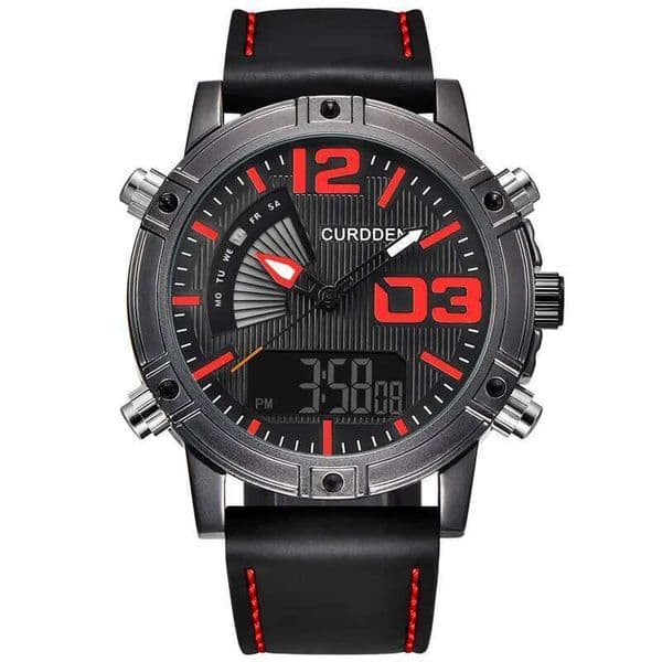 Original CURDDEN Brand Dual Time Watches For Men Fashion Leather Band Chronograph Multi-function Sports Watch Montre Homme 2024