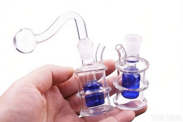 Wholesale Travel Blue Spiral mini glass oil burner bong pipe Water Bong Hookahs Bubbler Water Pipe with silicone hose straw and 10mm male smoking oil banger bowl