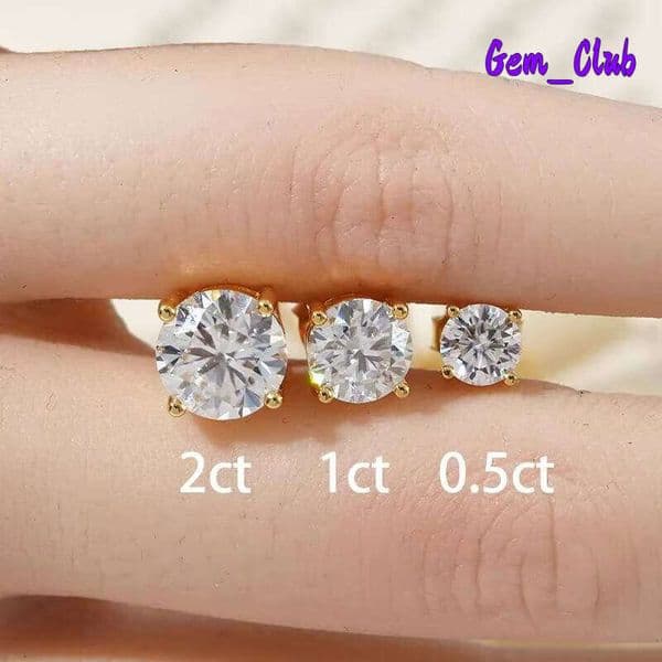 Jewelry Round Shape Starsgem 1Ct 1.5Ct 2Ct CVD HPHT Lab Grown Diamond 10K Solid Gold Earrings