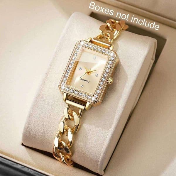 Luxury Diamond Watches Women, Rectangular Dial, Quartz Bracelet, Women's Watch, Gift Watch for Girls Without Box