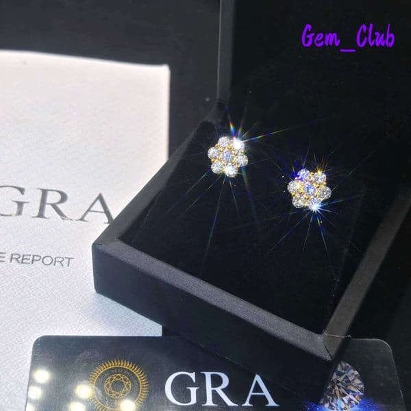 VVS High Quality Diamond Flower Silver 925 Moissanite Screwback Stud Earrings