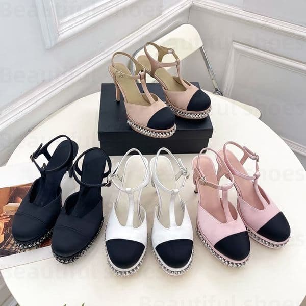 High quality Women's Stiletto Heel sandals Luxury silk rhinestone Platform dress shoes Fashion designer lady sandal Party Evening Shoes size 35-41 with box