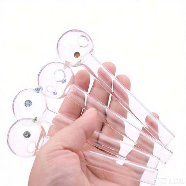 Straight 12cm glass oil burner pipe Thick heady Newest design glass hand straw pipe for smoking with With colorful Balancer dot
