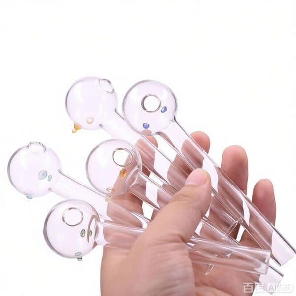 Wholesale Straight 12cm glass oil burner pipe Thick heady Newest design glass hand straw pipe for smoking with With colorful Balancer dot