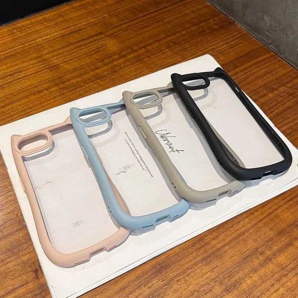 Luxury Cute Cat Ear Clear Phone Case For iPhone 11 12 13 14 15 16 Pro Max Plus Transparent Shockproof Acrylic Bumper Back Cover H260321