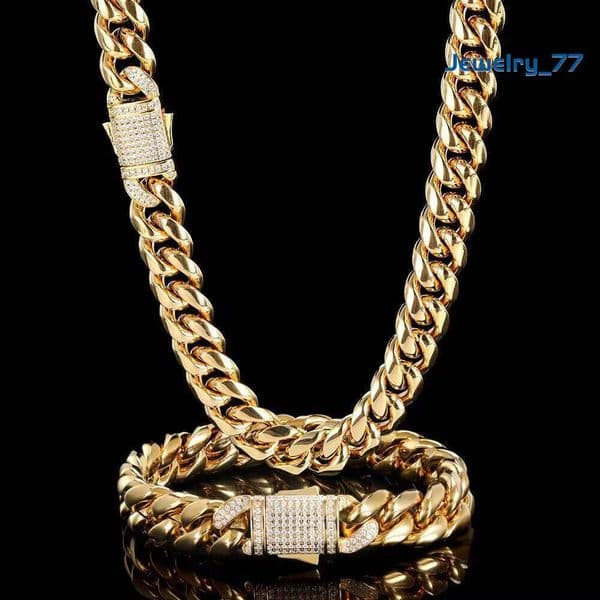 Necklace Hip 10Mm Hop 18K Gold Plated Curb Link Stainless Steel Spring Buckle Miami Cuban Chain For Men Jewelry77