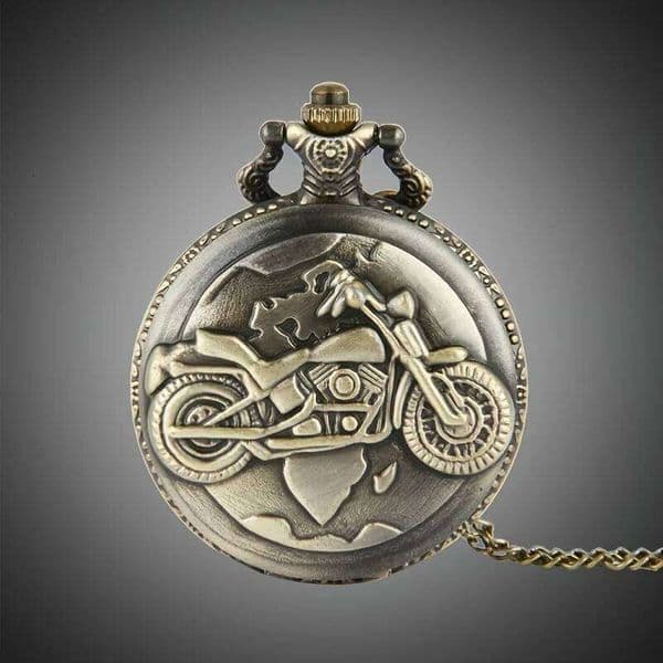 Vintage Motorcycle Quartz Pocket Watch - A Stylish Accessory Gift for the Modern Man