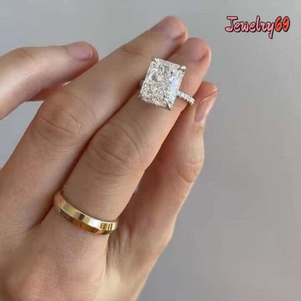 7.5 Jovovasmile Ct Radiant Shape 18K White Gold Moissanite Wedding Diamond Ring For Women Engagement Jewelry