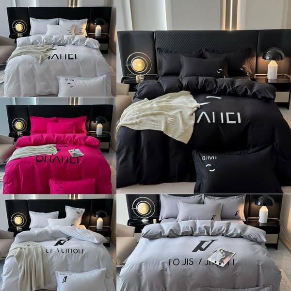 Designer Bedding Four seasons universal quilt cover/sheet/pillowcase*2 solid color printed home decoration sets 4pcs