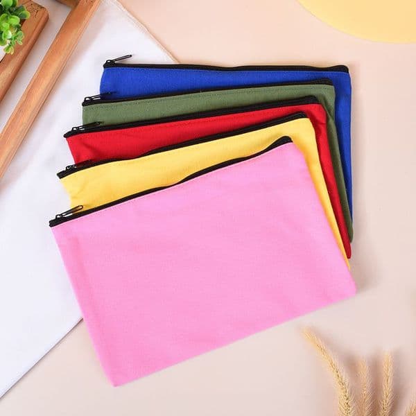 Colorful Canvas Makeup Cosmetic Bags Pouch With Zipper Pencil Pen Pouch Case DIY Craft Bags for DIY Craft 20cmx14cm LX4732