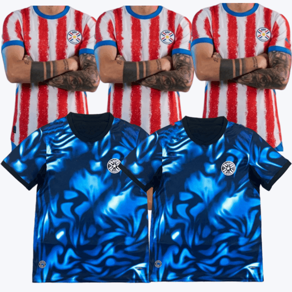 2026 Paraguay Mens Soccer Jerseys M. ALMIRON M. VILLASANTI J. ALONSO ENCISO Home Away Football Shirts Short Sleeve Uniforms Kids Kit home and away jersey