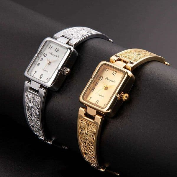 New Top Brand Luxury Silver Gold Watch Thin Metal Bracelet Small Square Dial Dress Lady Quartz Watches Gifts for Women
