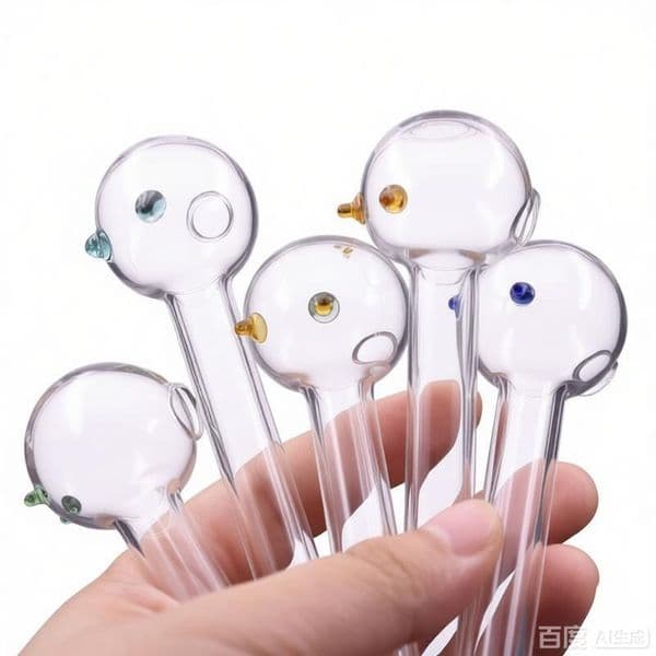 Wholesale Straight 12cm glass oil burner pipe Newest design glass hand straw pipe for smoking with With colorful Balancer dot