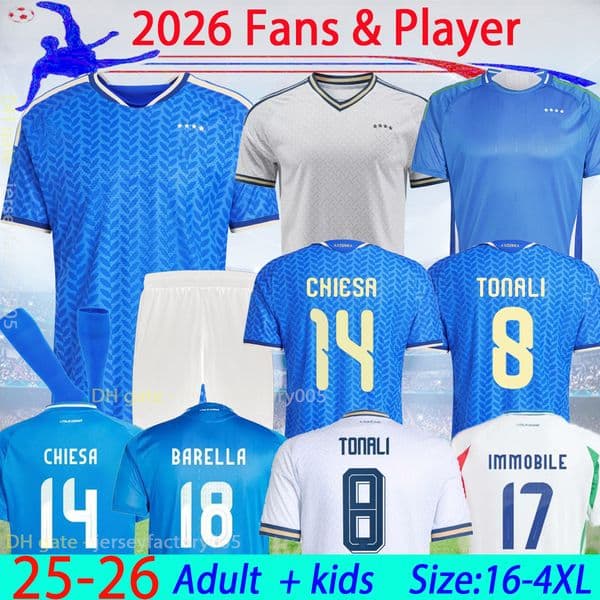 2026 italyS World-Cup soccer jerseys men kids football shirts away home RETEGUI BARELLA FRATTESI PELLEGRINI kits 16-4XL