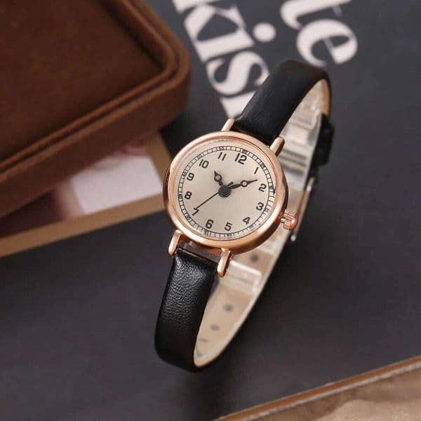 1 piece/set of fashionable student watch, women's simple temperament, retro belt, ins style, niche quartz watch