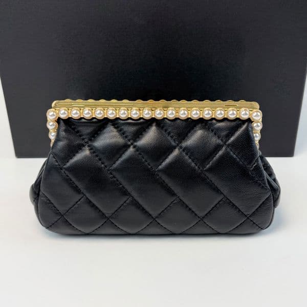 Women's Elegant Evening Clutch Designer Real leather Clutch Luxury Pearl Evening Bag Elegant Formal Party Clutch for Weddings Gold Chain Crossbody Bag High quality
