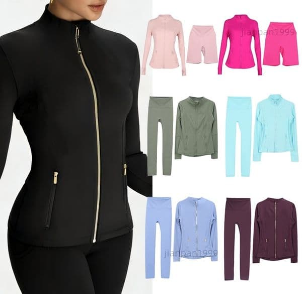 Workout set Women Yoga Sets jackets shorts Fitness shorts High Waist Sports Jackets Zip Up Sportswear Outfits Pants Gym Clothes Suits Tracksuits polka dot set