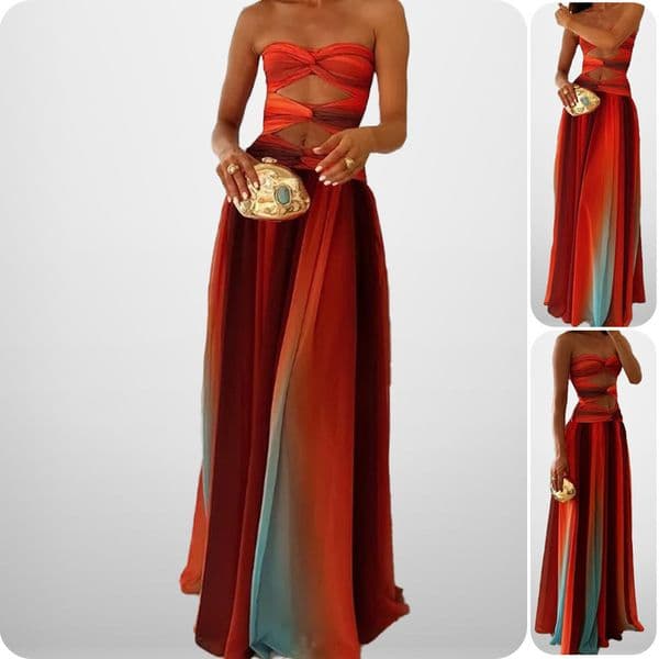 2026 New Women's Fashion Sexy And Designer Dress Elegant Vacation Travel Fashionable Gradient Color Casual Dress