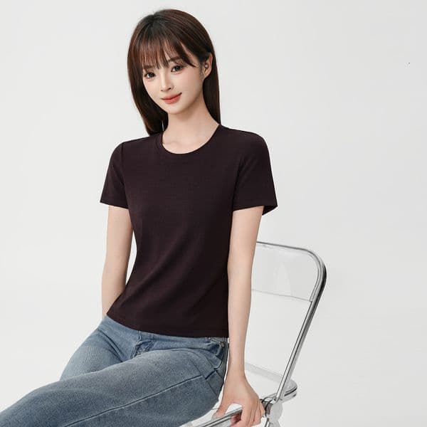 Lyocell Tencel Women's Short-sleeve T-shirt New Slim-fit High-end Facial Polo Designer T-shirt Mask T-shirt Summer European Designer Hoodie Style Versatile Top
