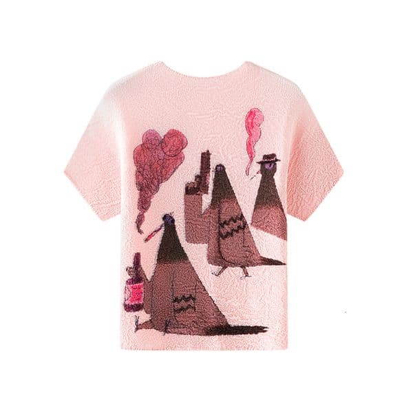 Designer Hoodie Polo Pleated Summer Light Luxury High-end Unique Designer T-shirt Super Beautiful Design Sense Niche Youthful Printed Short Sleeve T-shirt