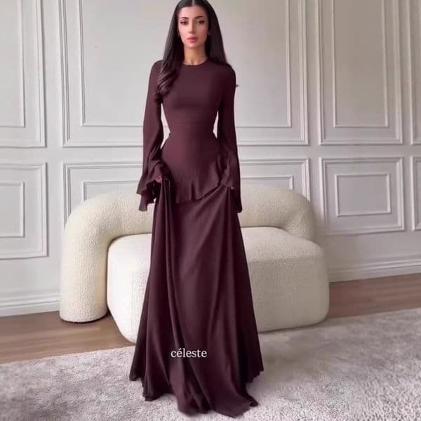 Designer Dress Long-sleeved Long Dress Fashion Slim-fit Waist-cinching Dress Elegant Autumn Style For Women Europe And America