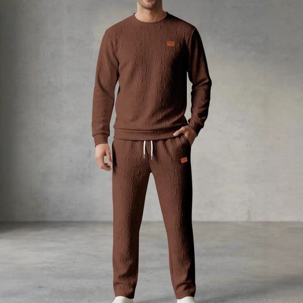 Spring And Autumn European Designer Hoodie Designer Polo T-shirt And American Men's Casual Sportswear Set With Letter Jacquard Street Fashion Round Neck Loose