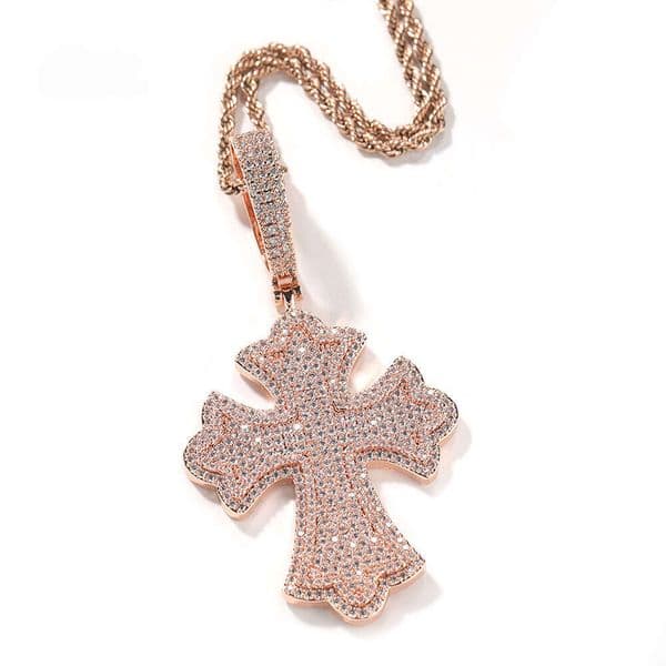 Minimalist Personality 4-Prong Cross Pendant Pure silver InlaidIce with VVS moissanite Full Diamond Necklace Cross-Border New Creative Versatile Accessory
