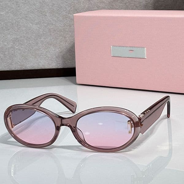 Personalized Women Sunglasses 26SS Oval Lady Gradient Lens Acid Salt Frame Metal Logo Design Street Photography Womans Glasses Y2K Style MU158AV