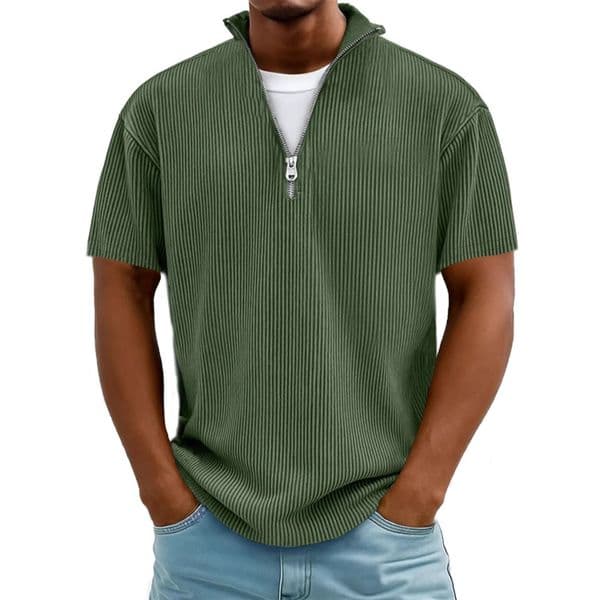 Designer Hoodie 2026 Spring/summer Polo New Men's Fashion European And American Stand Collar Zipper Corduroy Designer T-shirt Casual Short Sleeve Polo Shirt