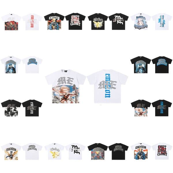 Designer MIXEDS EMOTIONS mens tshirts geometric letter pattern rhinestone short-sleeve t-shirts high street vintage washed Graffiti Print cotton Hip Hop tees a2