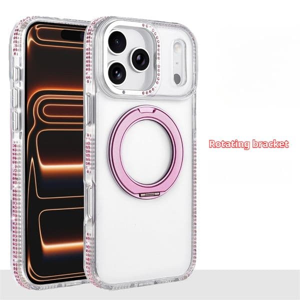Suitable for iPhone 17 Pro Max phone case, Flash Diamond magnetic rotating stand, Apple 16 phone case
