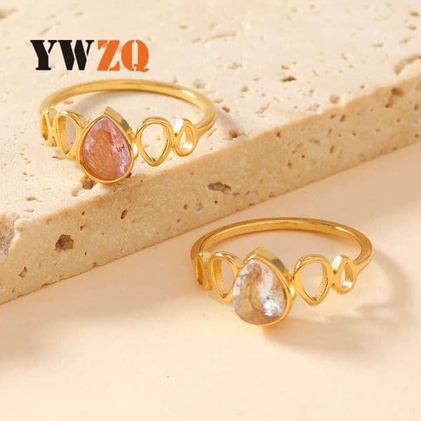 Jewelry 925 Sterling Silver 18K Gold jewelry colorful Moissanite-inlaid geometric teardrop heart-shaped ring for women 18k gold plated