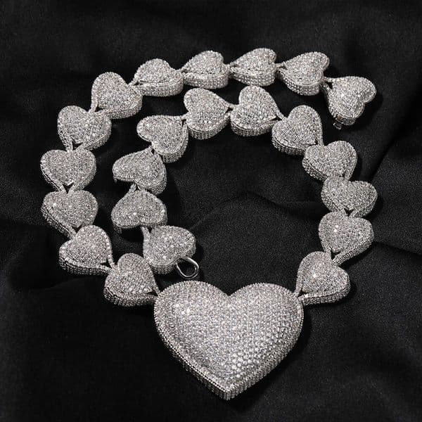 Hip-Hop Ice with VVS moissanite17mm Moissanite Necklace Ins Style Peach Heart Chain Cross-Border Jewelry Clothing Accessories
