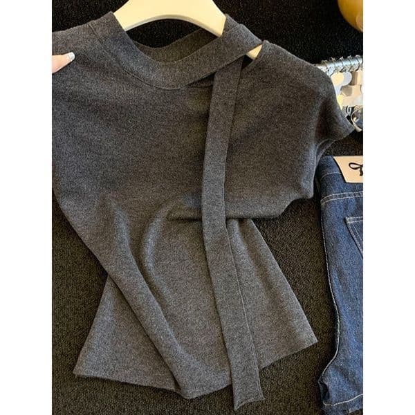 High-end Women's Polo Clothing! New Early Autumn Design Designer T-shirt With A Sophisticated Touch Short-sleeved Knitted Top With Ribbons Designer Hoodie