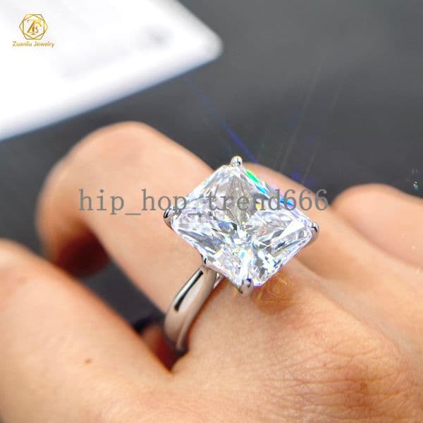 Moissanite Jewelry 925 Sterling Silver Ring Engagement Ring With 8x10mm4ct Radiant Ice Crushed Cut Moissanite Rings