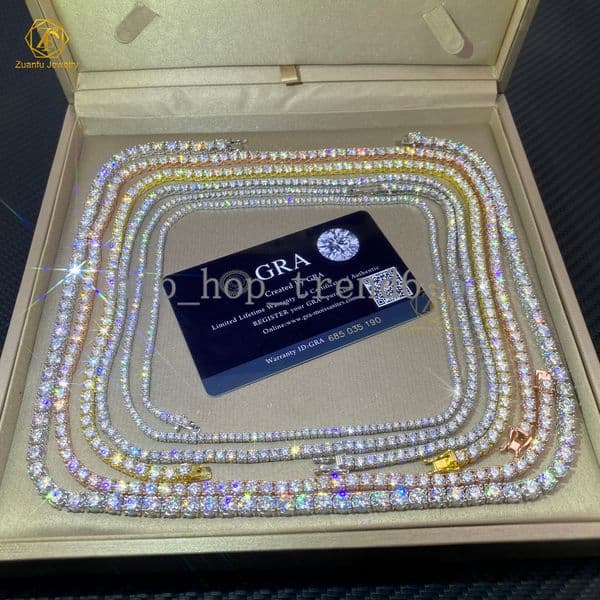 Wholesale Hip Hop Jewelry Sterling Silver 925 Pass Tester Diamond Chain VVS Moissanite Luxury Tennis Chain with GRA Certificate