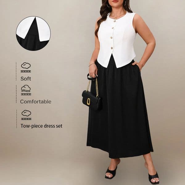 Q0220 new women's clothing temperament commuter group suit sleeveless top skirt suit