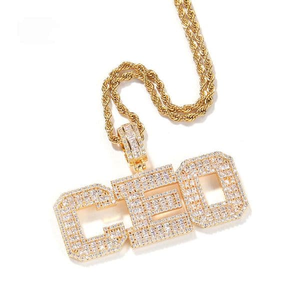 Fashion Versatile Small Square Spliced Letter Pendant Hip-Hop Ice with VVS moissanite Necklace Trendy European and American Pure silver Moissanite Men's Jewelry