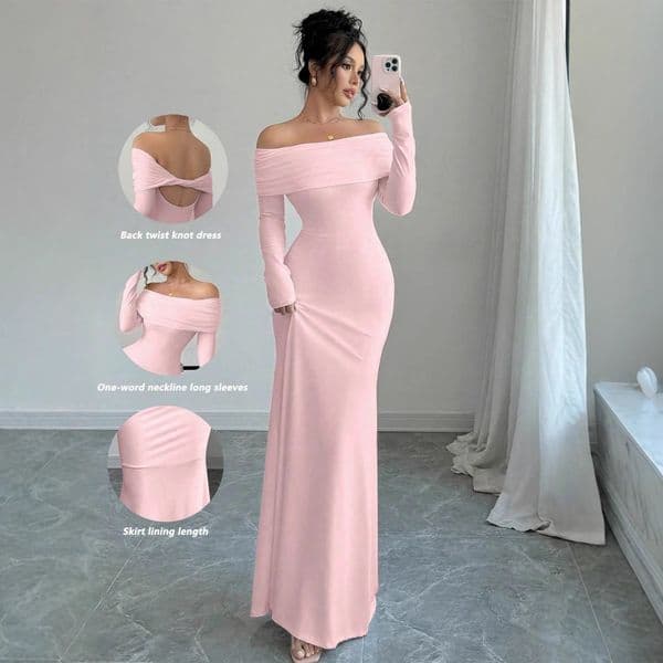 Fashion Autumn Elegant Style Women's Tight-fitting Off-shoulder Designer Dress One-step Dress From Manufacturer