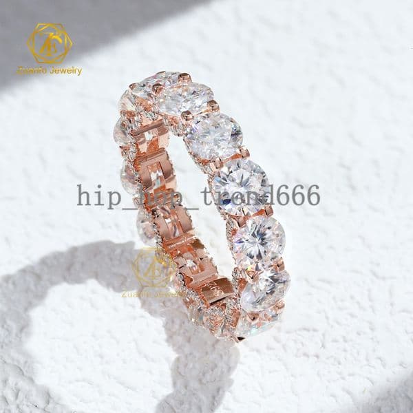 GRA Certificate Luxury 925 Silver Moissanite Diamond Engagement Wedding Eternity Band Ring 5mm Full Diamond for Women and Men