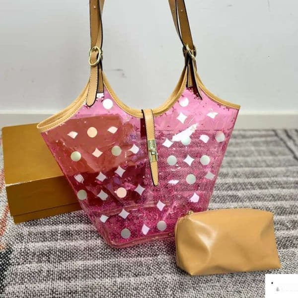 2026 Transparent Flower Top quality Travel bags Women Luxurys Designers Totes Handbag Wallets Purse Card Holder pouch Messenger with Coins Bag 32cm