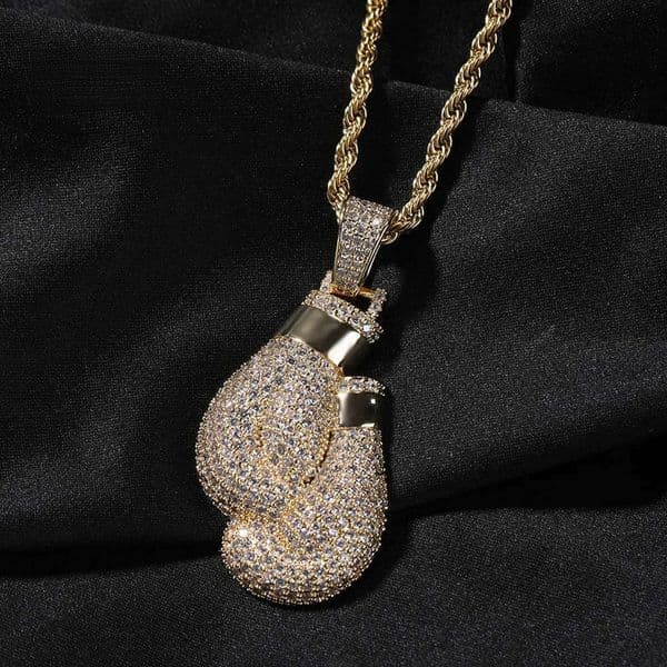 Trendy Cross-Border Hot-Selling Personality Boxing Gloves Pendant Pure silver Inlaid Moissanite Creative Hip-Hop Ice with VVS moissanite Street Style Necklace